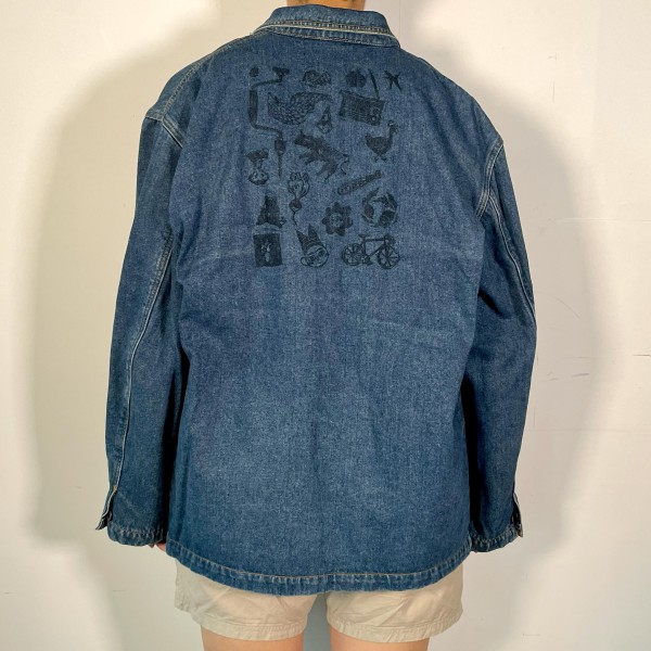 🔵 Veste en jean, impression au dos 🔵