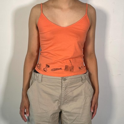 🟠 Débardeur orange, impression à l'avant 🟠 🟠 Débardeur orange, impression à l'avant 🟠