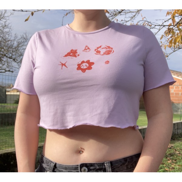 🟣 Crop top violet, impression à l'avant 🟣
