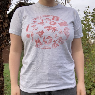 💿 Tee-shirt gris, impression à l'avant 💿