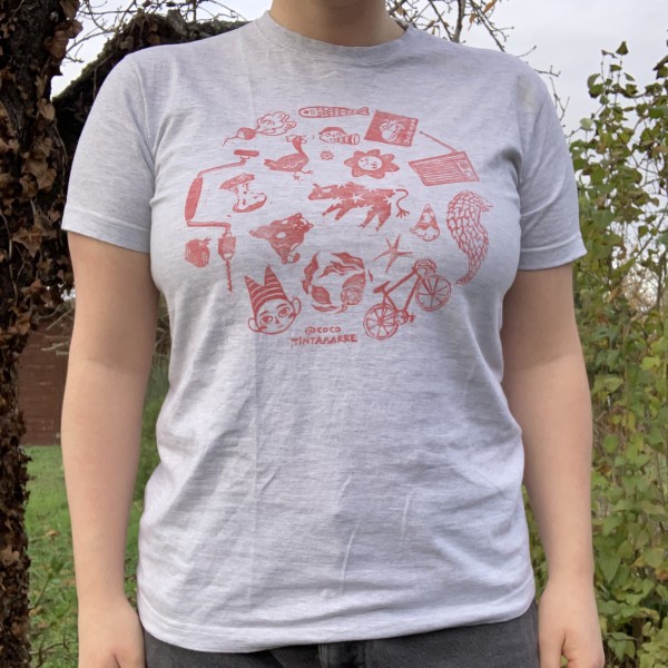 💿 Tee-shirt gris, impression à l'avant 💿