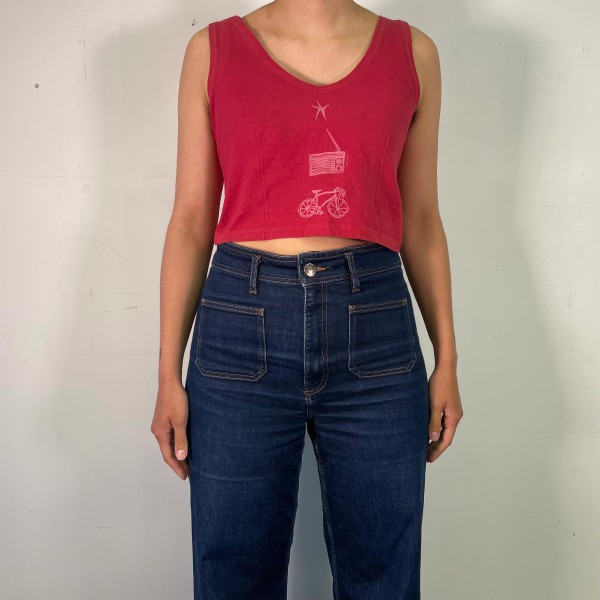 🔴 Débardeur crop top rouge, impression à l'avant 🔴