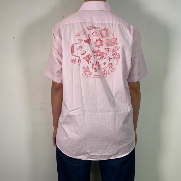 🩷 Chemise rose, impression au dos 🩷