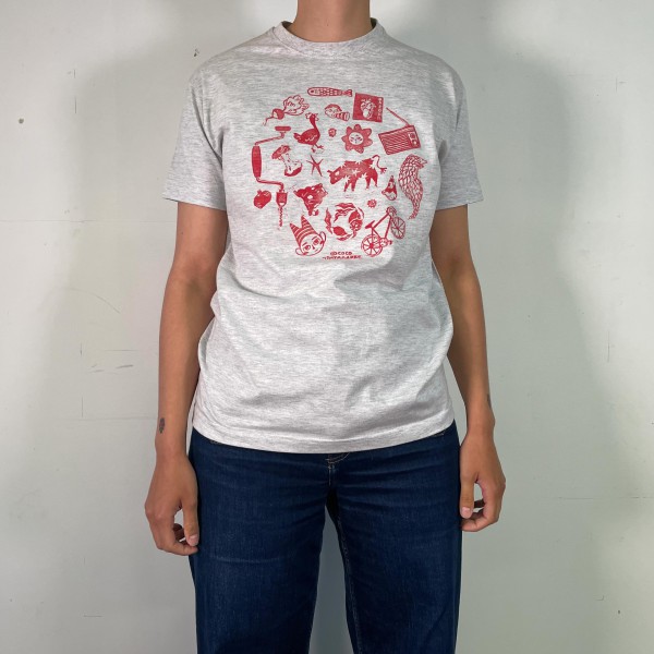 ⚪ Tee-shirt gris, impression à l'avant ⚪