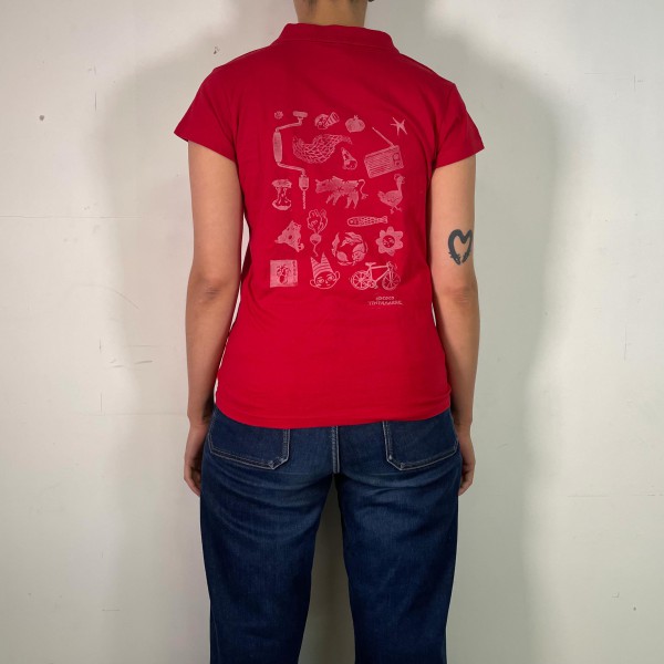 🔴 Polo rouge, impression au dos 🔴